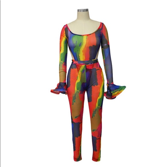 See thru mesh flared 2 piece set - Picture 2 of 4